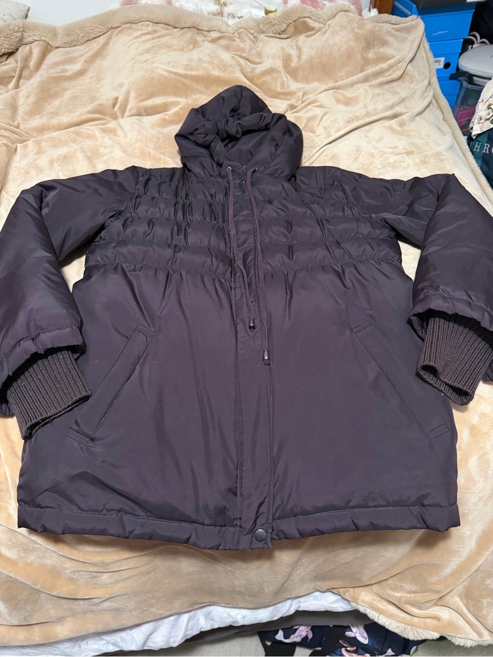 J. Jill Puffer Hooded Winter Coat in Deep Plum XS
